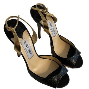 Jimmy Choo Black and Gold Platform Heels